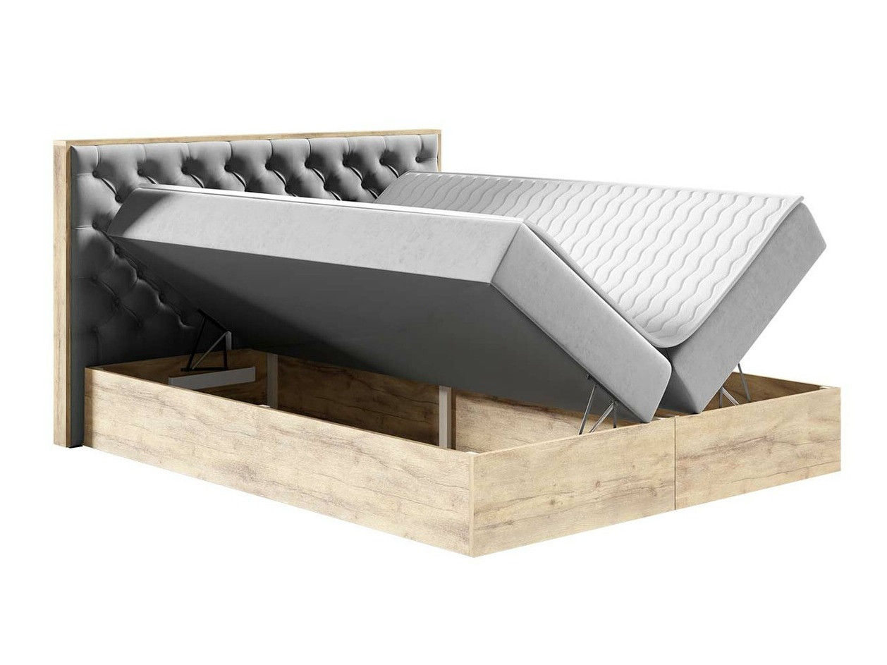 Boxspring postelja Navis I (Wotan hrast + Faro 16)