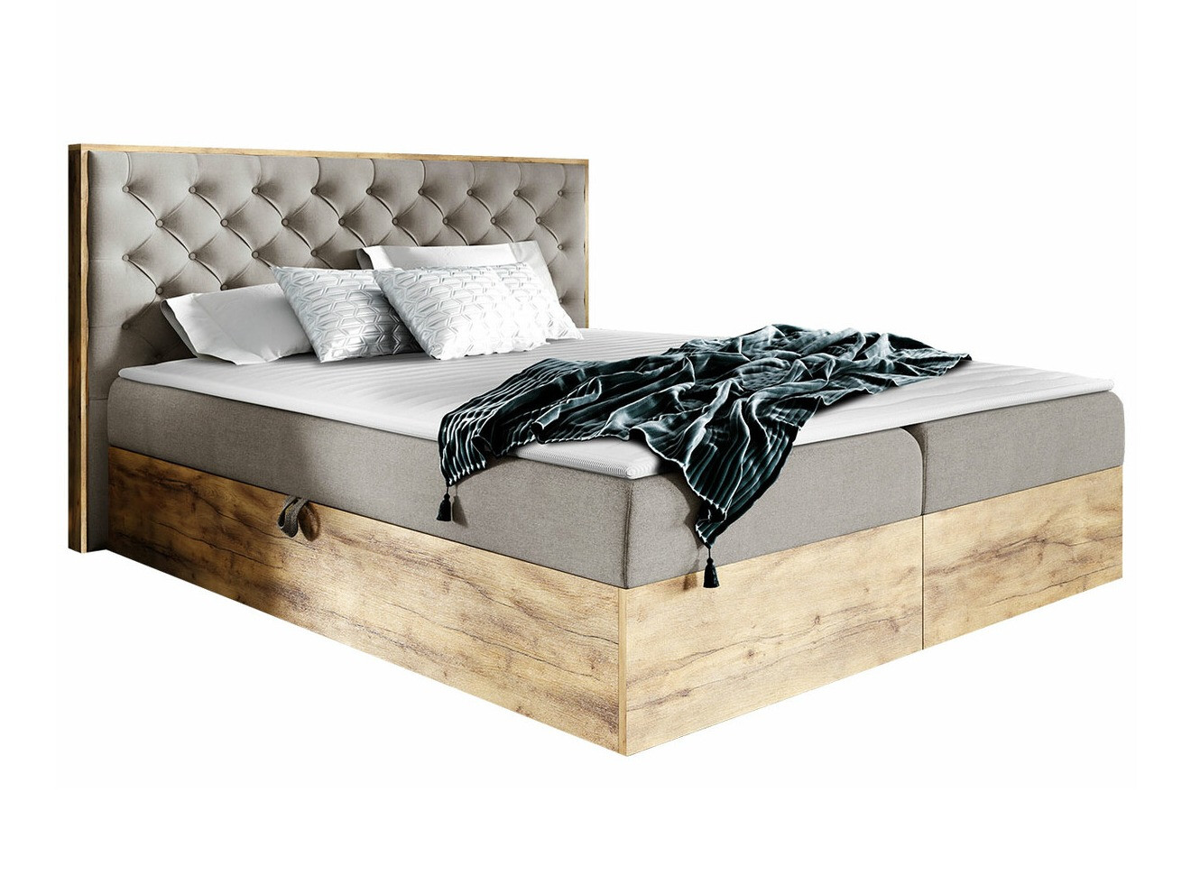 Boxspring postelja Navis I (Wotan hrast + Faro 20)