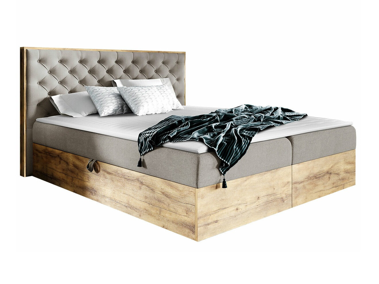 Boxspring postelja Navis I (Wotan hrast + Faro 20)