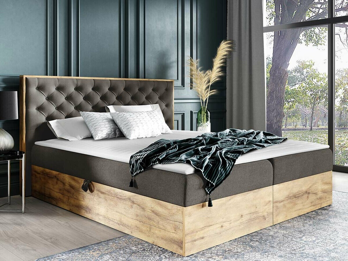 Boxspring postelja Navis I (Wotan hrast + Faro 5)