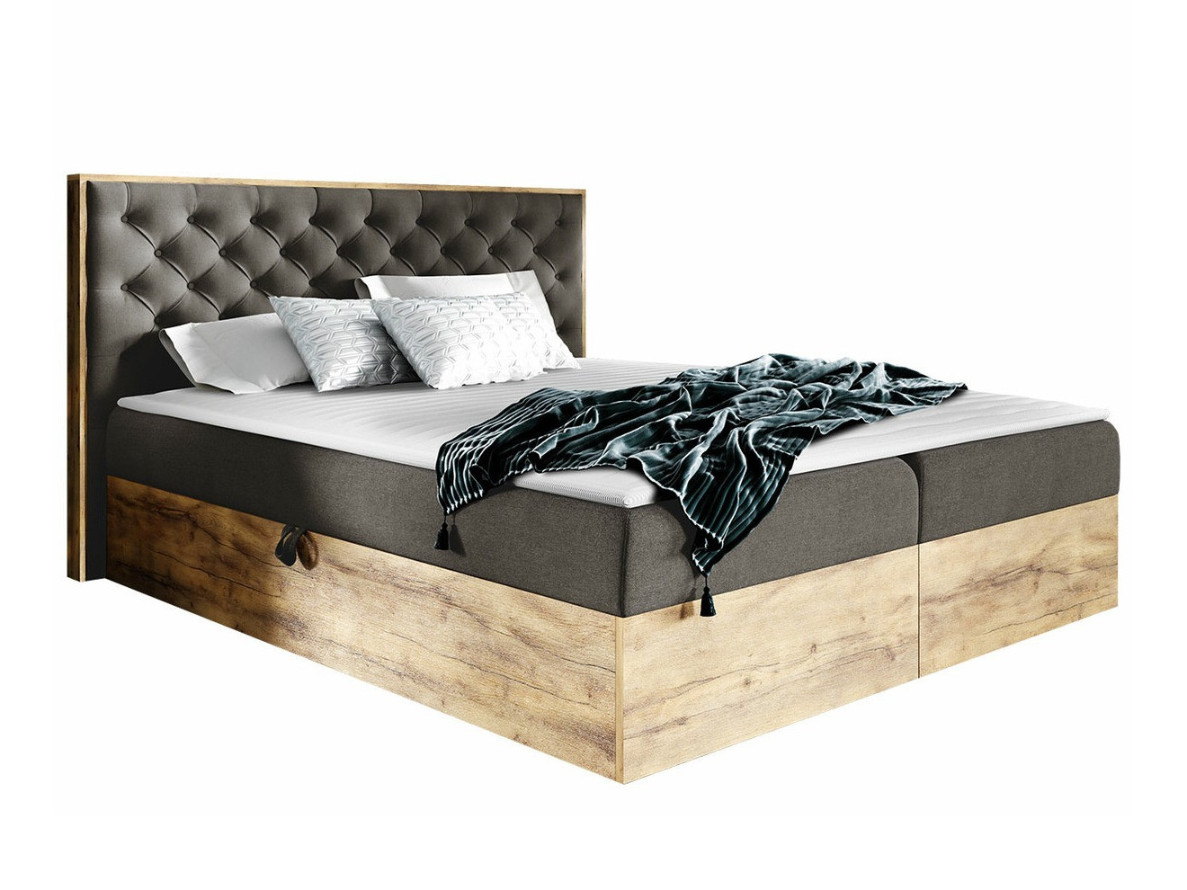 Boxspring postelja Navis I (Wotan hrast + Faro 5)