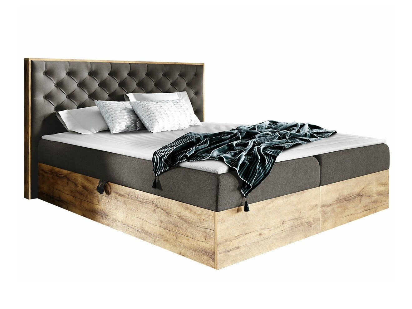Boxspring postelja Navis I (Wotan hrast + Faro 5)