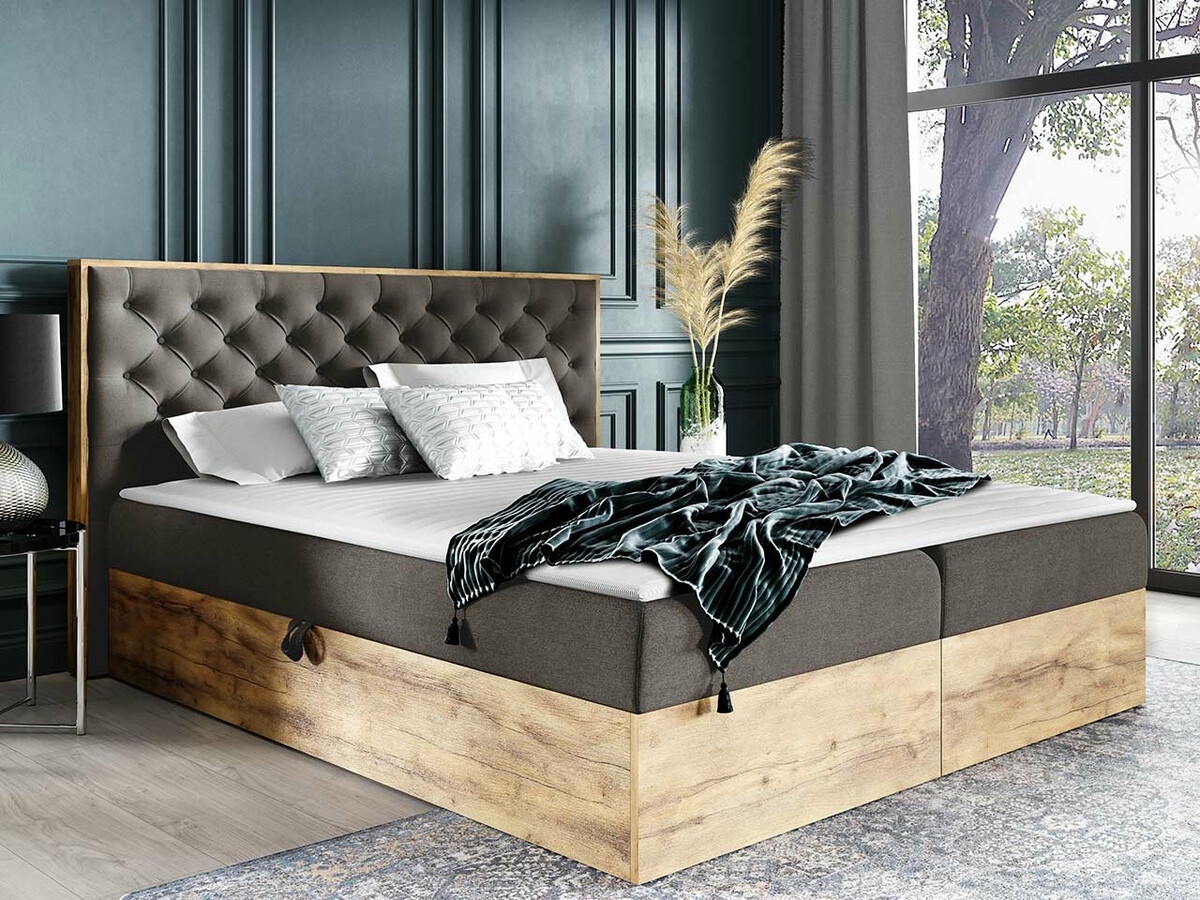 Boxspring postelja Navis I (Wotan hrast + Faro 5)