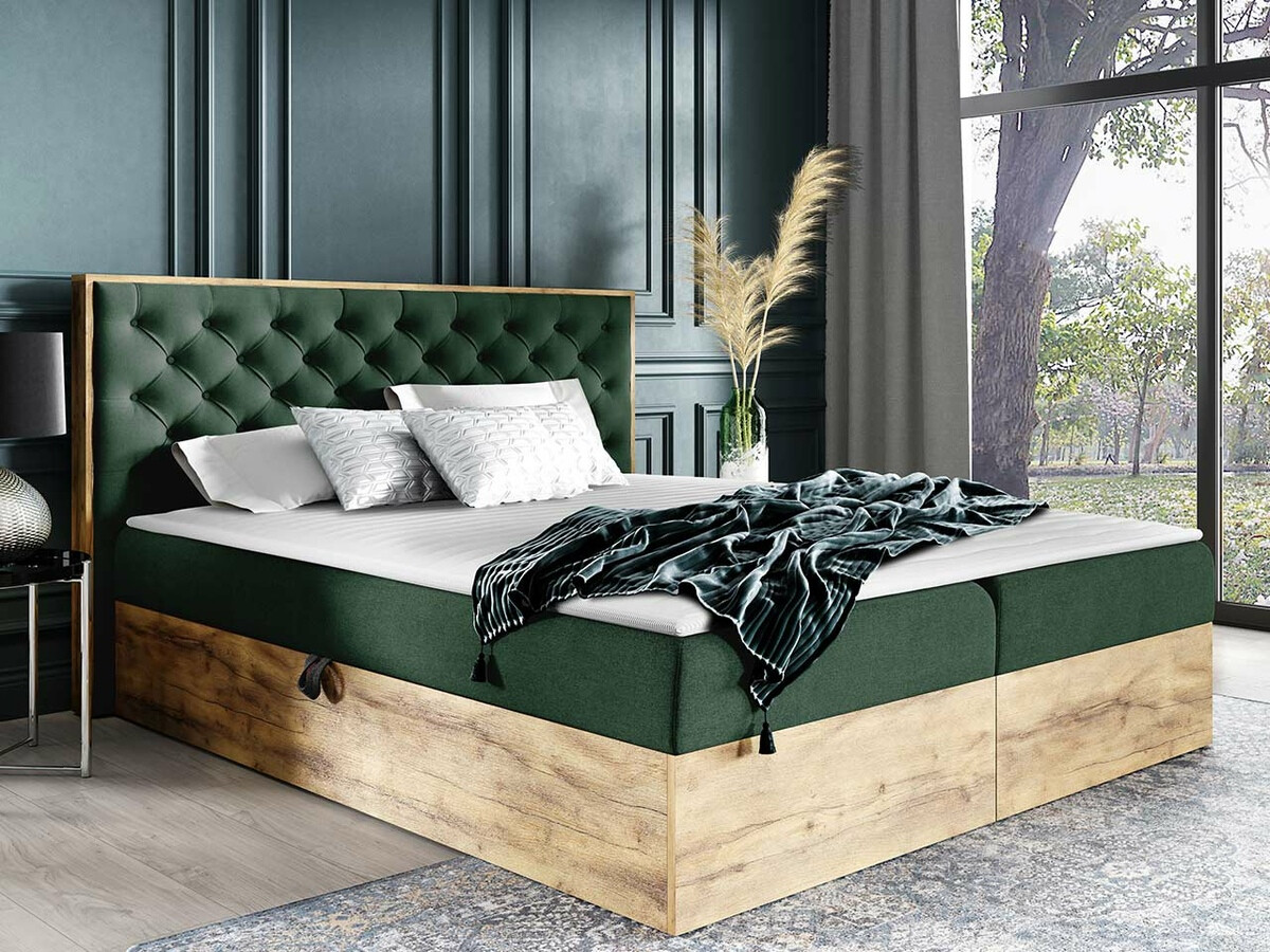 Boxspring postelja Navis I (Wotan hrast + Faro 7)