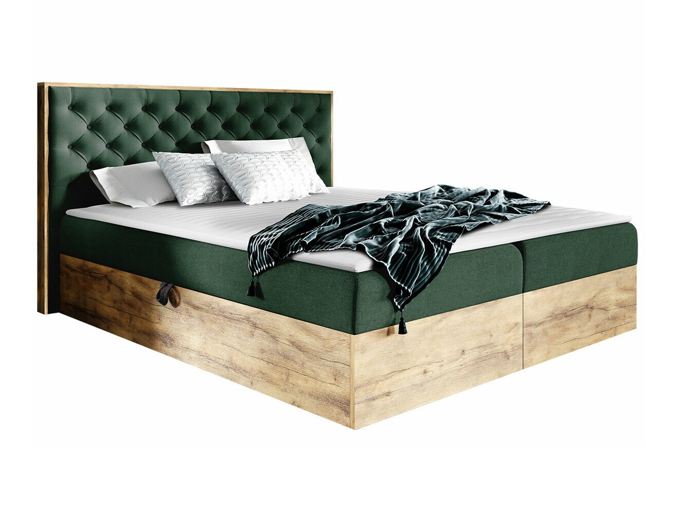 Boxspring postelja Navis I (Wotan hrast + Faro 7)