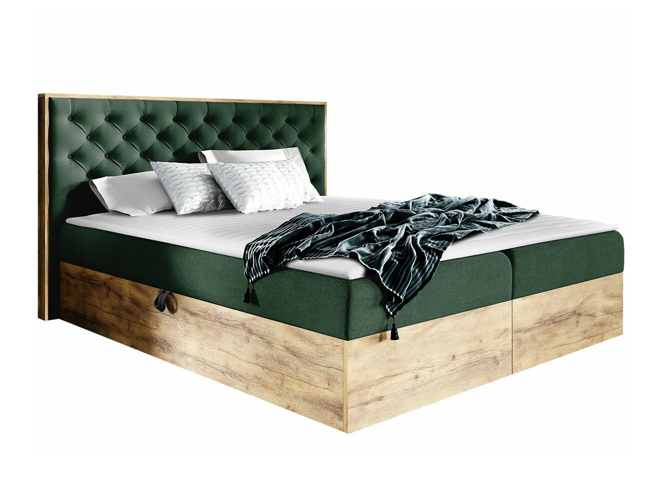 Boxspring postelja Navis I (Wotan hrast + Faro 7)