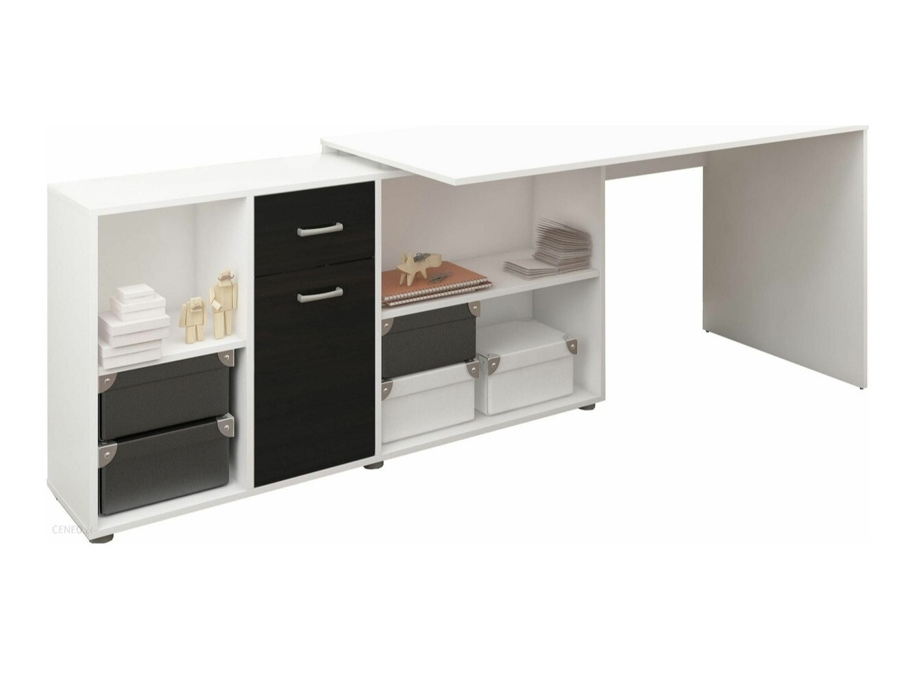 Kotna pisalna miza Gilroy 113 (Bela + Sijaj črna)