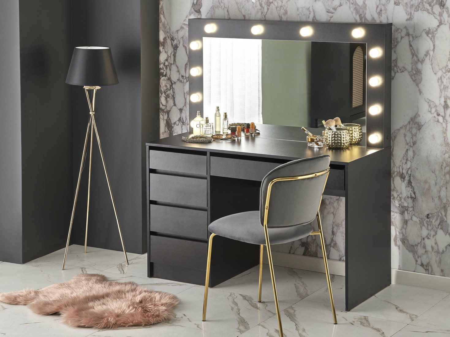 Toaletna mizica Houston 1504 (Črna)