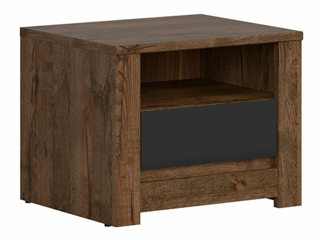 Nočna omarica Ophevaru 115 (Mat črna + April hrast)