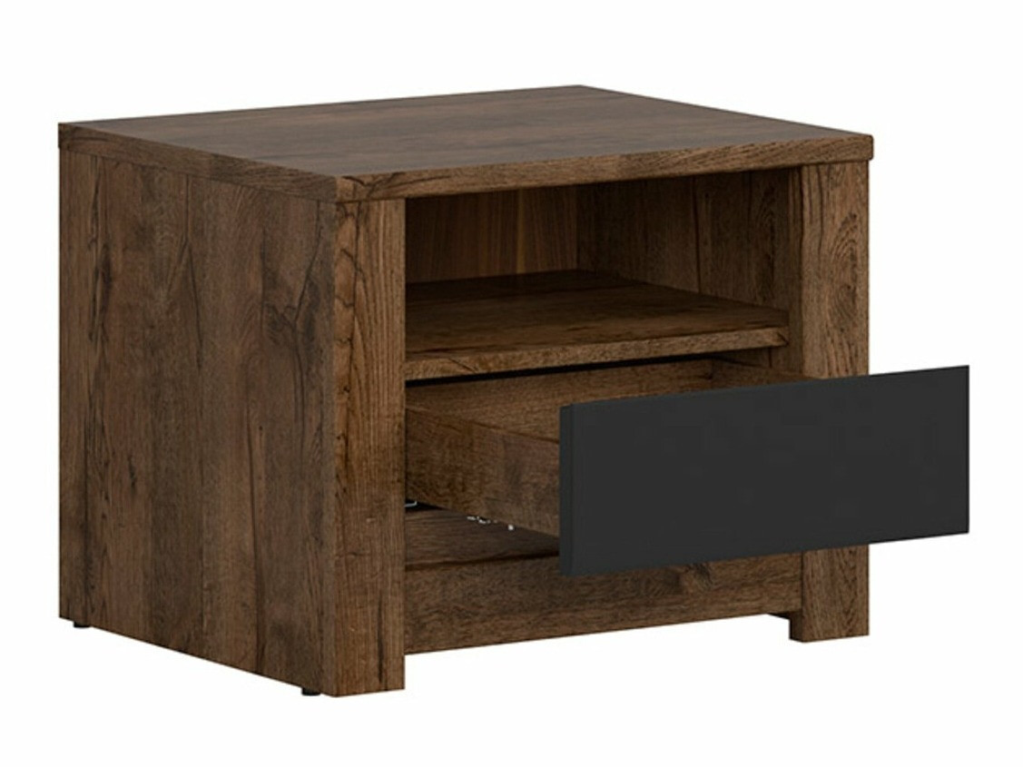 Nočna omarica Ophevaru 115 (Mat črna + April hrast)