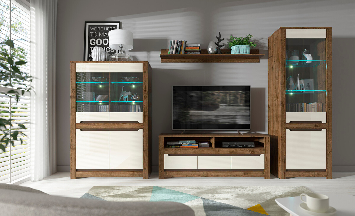 TV-omarica Ophevaru 108 (Sijaj bež + April hrast)