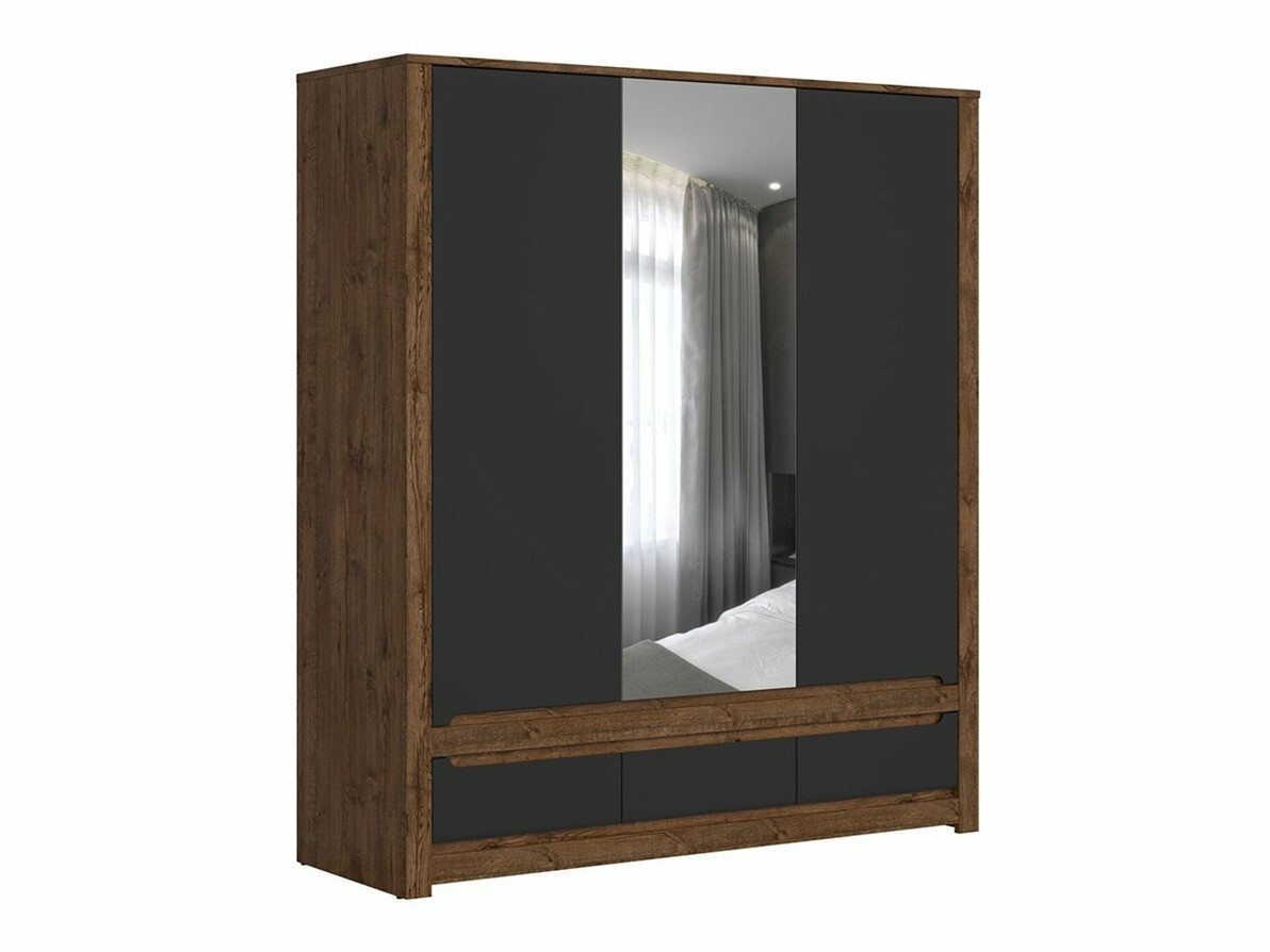 Garderobna omara Ophevaru 114 (Mat črna + April hrast)