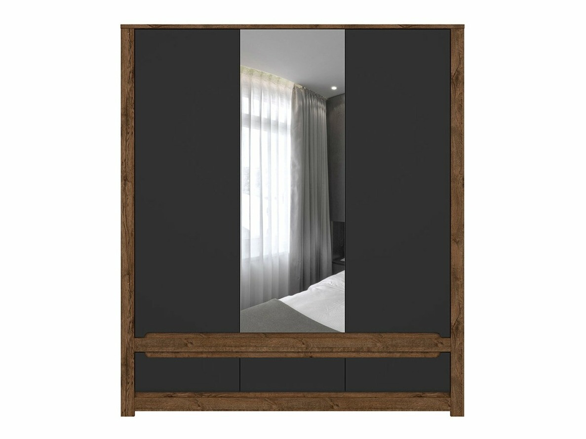 Garderobna omara Ophevaru 114 (Mat črna + April hrast)