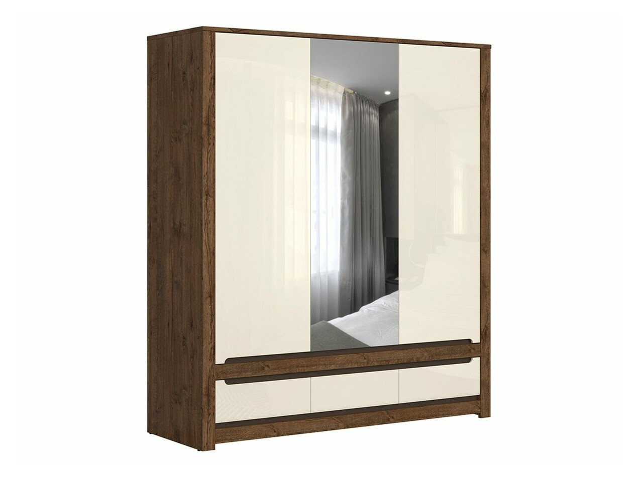 Garderobna omara Ophevaru 114 (Sijaj bež + April hrast)