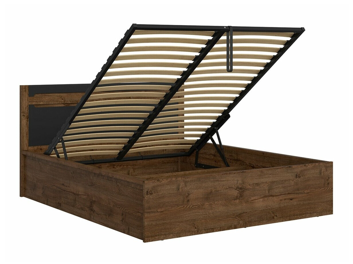 Postelja Ophevaru 116 (Mat črna + April hrast)