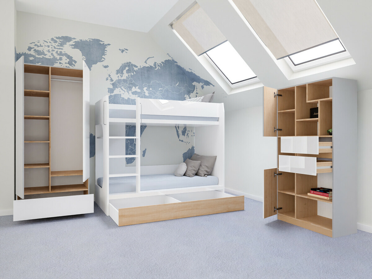 Komplet pohištva za otroško sobo Nuevaru 119 (Sijaj bela)