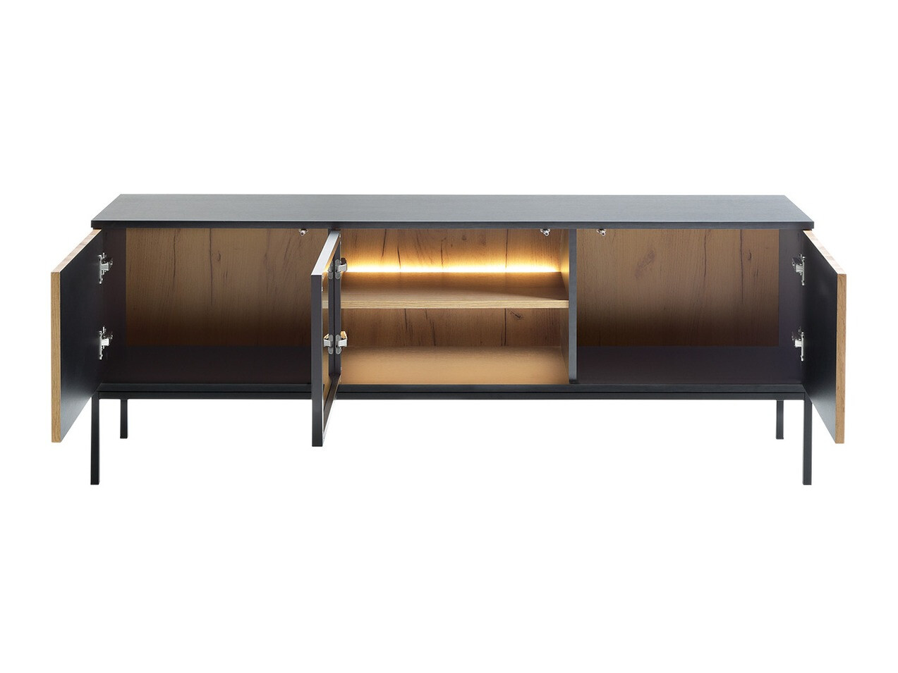 Komplet za dnevno sobo Manal (Črna + Wotan hrast)