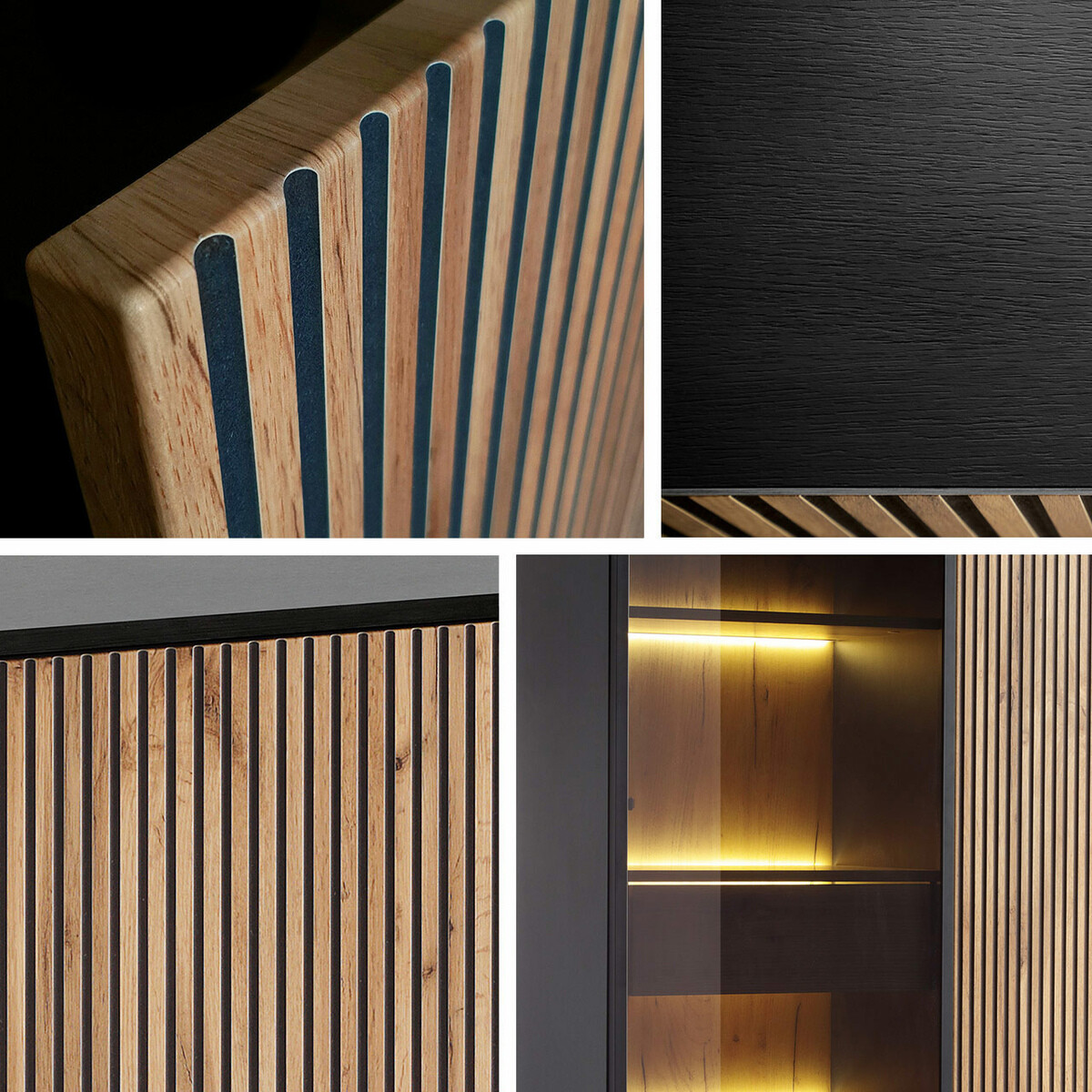 Komplet za dnevno sobo Manal I (Črna + Wotan hrast)