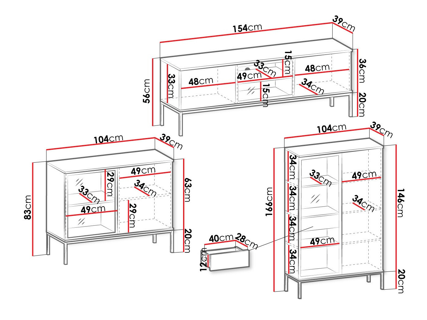 Komplet za dnevno sobo Soferi 113 (Črna + Wotan hrast)
