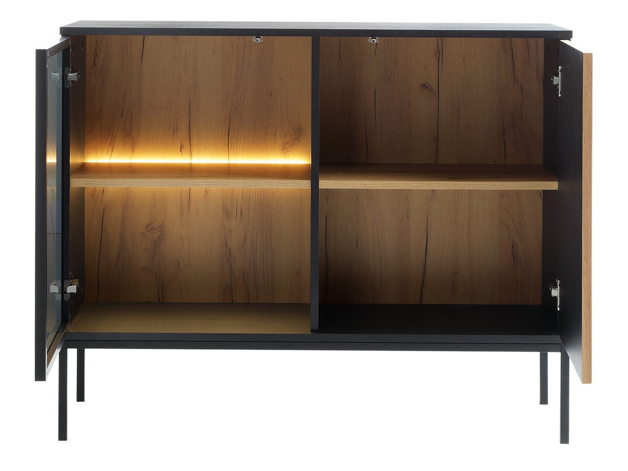 Komplet za dnevno sobo Soferi 113 (Črna + Wotan hrast)