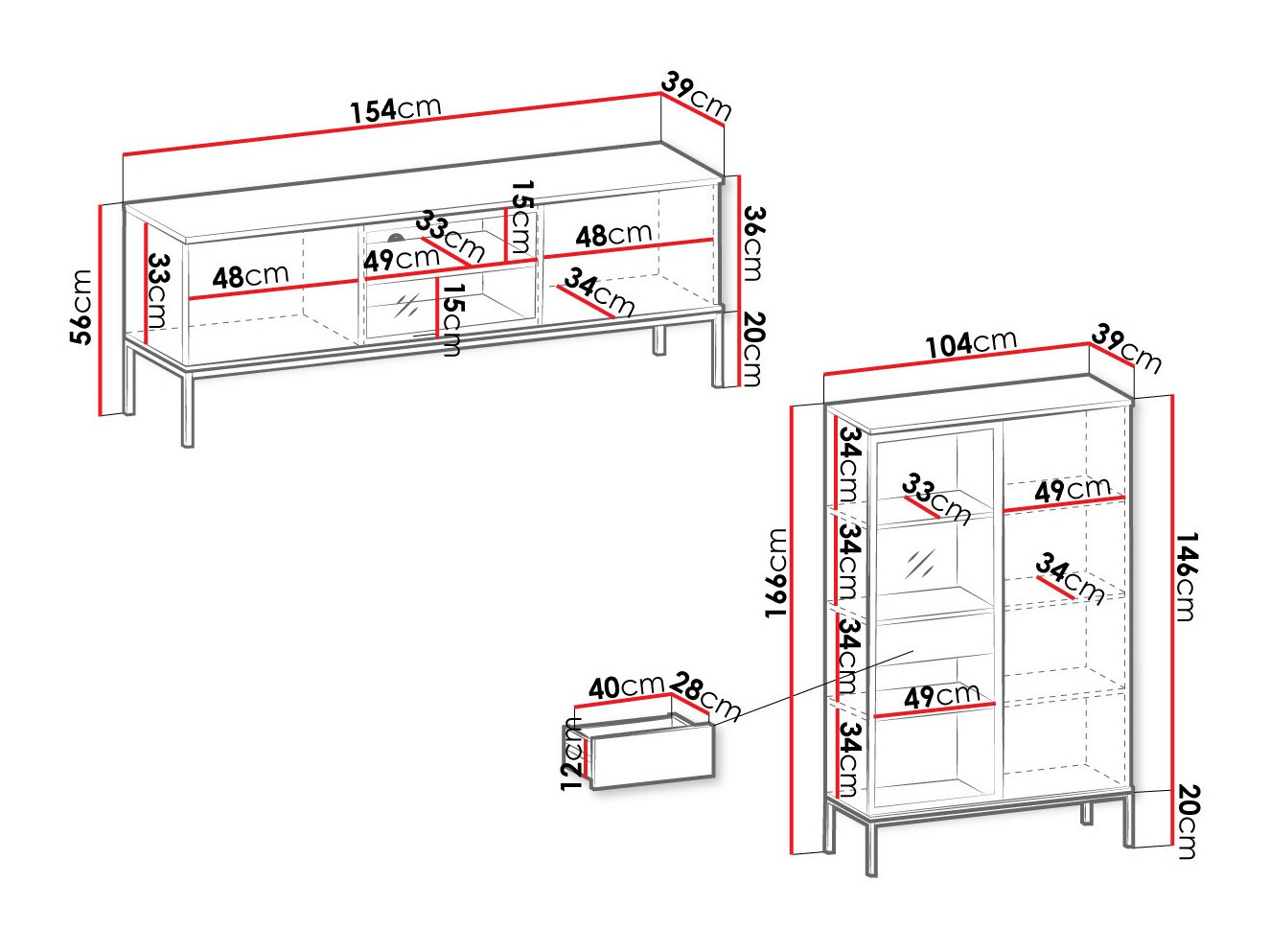 Komplet za dnevno sobo Soferi 114 (Črna + Wotan hrast)