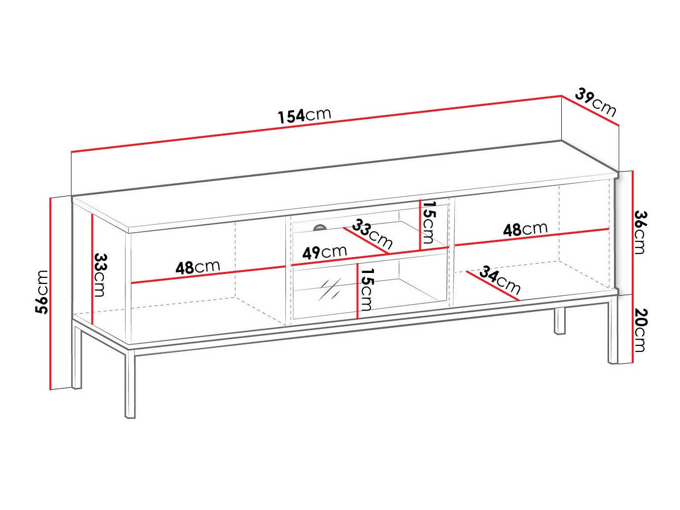 TV-omarica Soferi 111 (Črna + Wotan hrast)