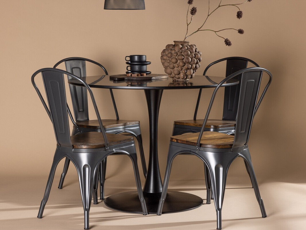 Jedilniški komplet Dallas 4170 (Črna + Rjava)