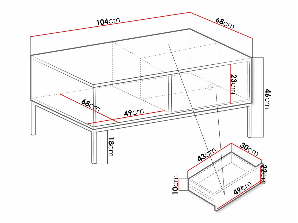 Klubska mizica Romveri 105 (Bela)