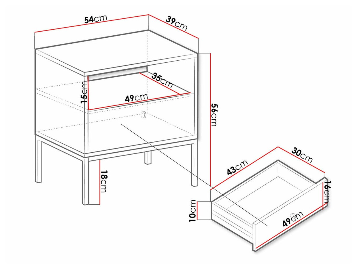 Nočna omarica Formis (Bela)