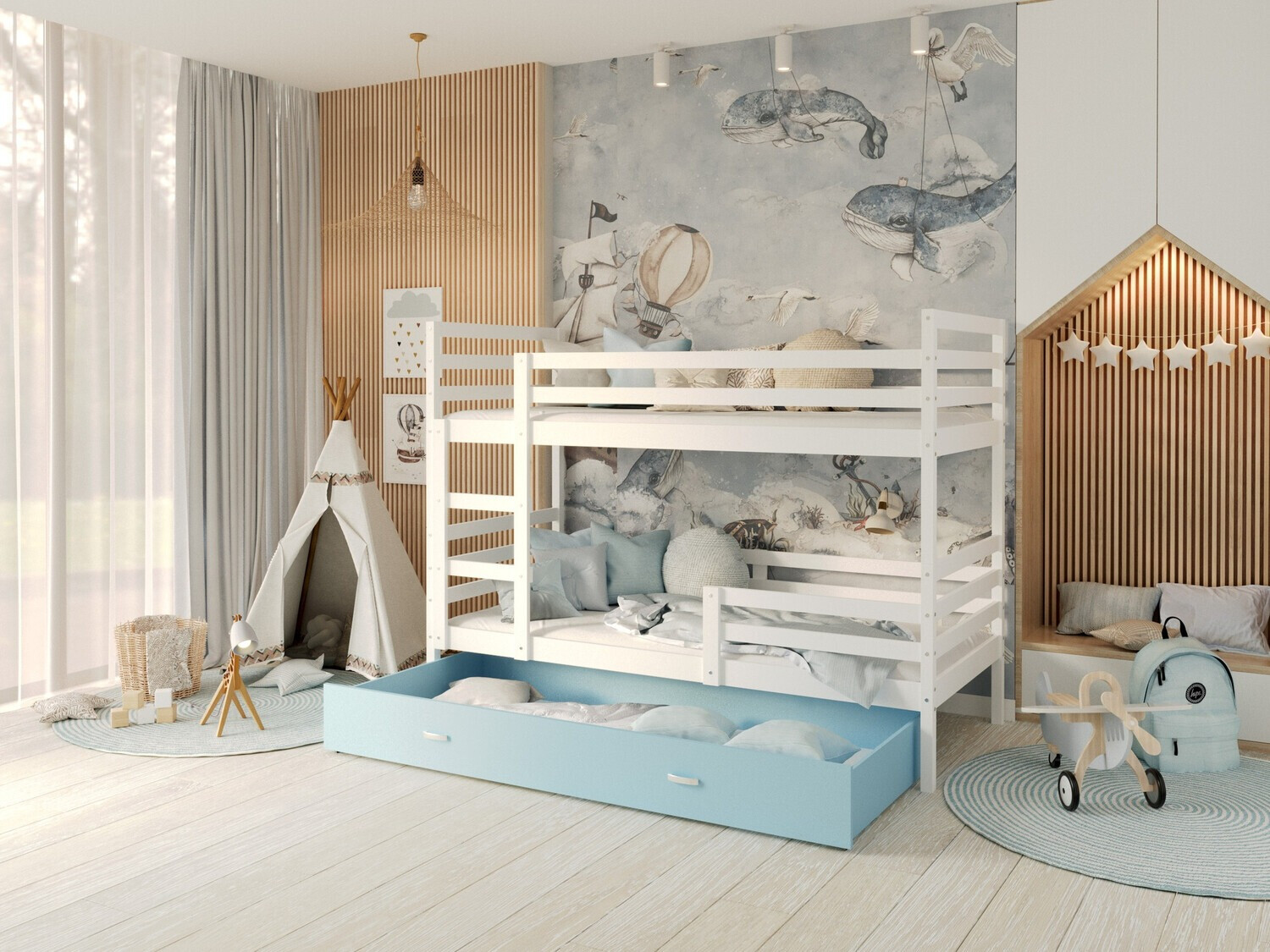 Dvonadstropna postelja Aurora 109 (Bela)