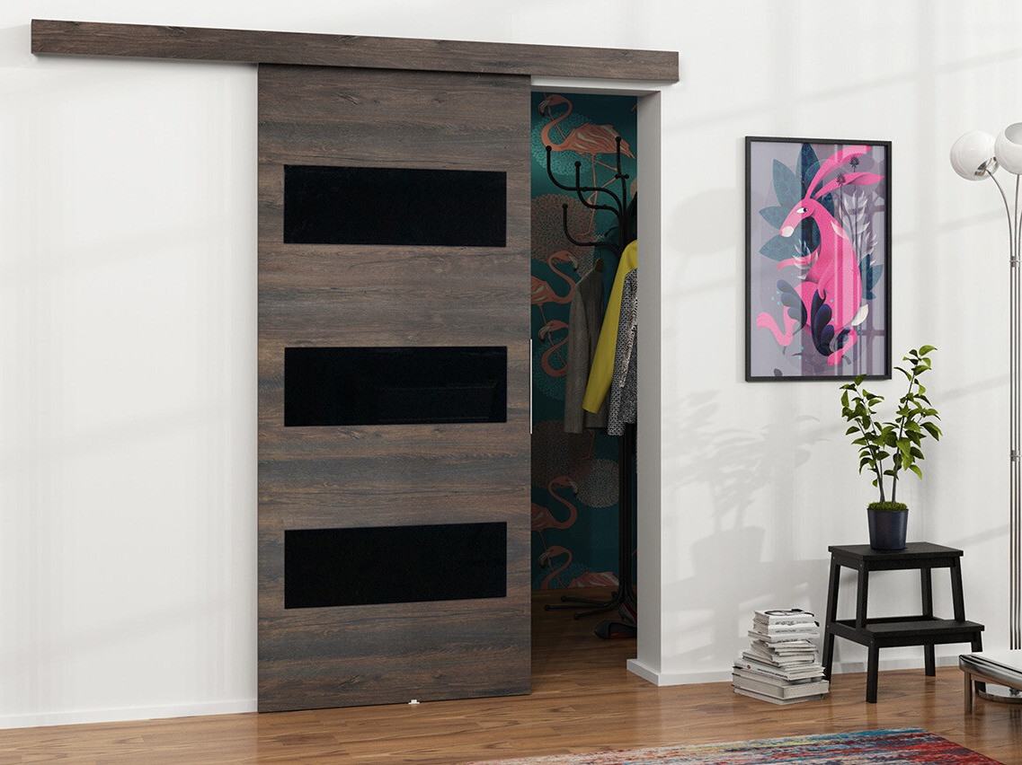 Drsna vrata Dover 135 (Temni jasen + Črna)