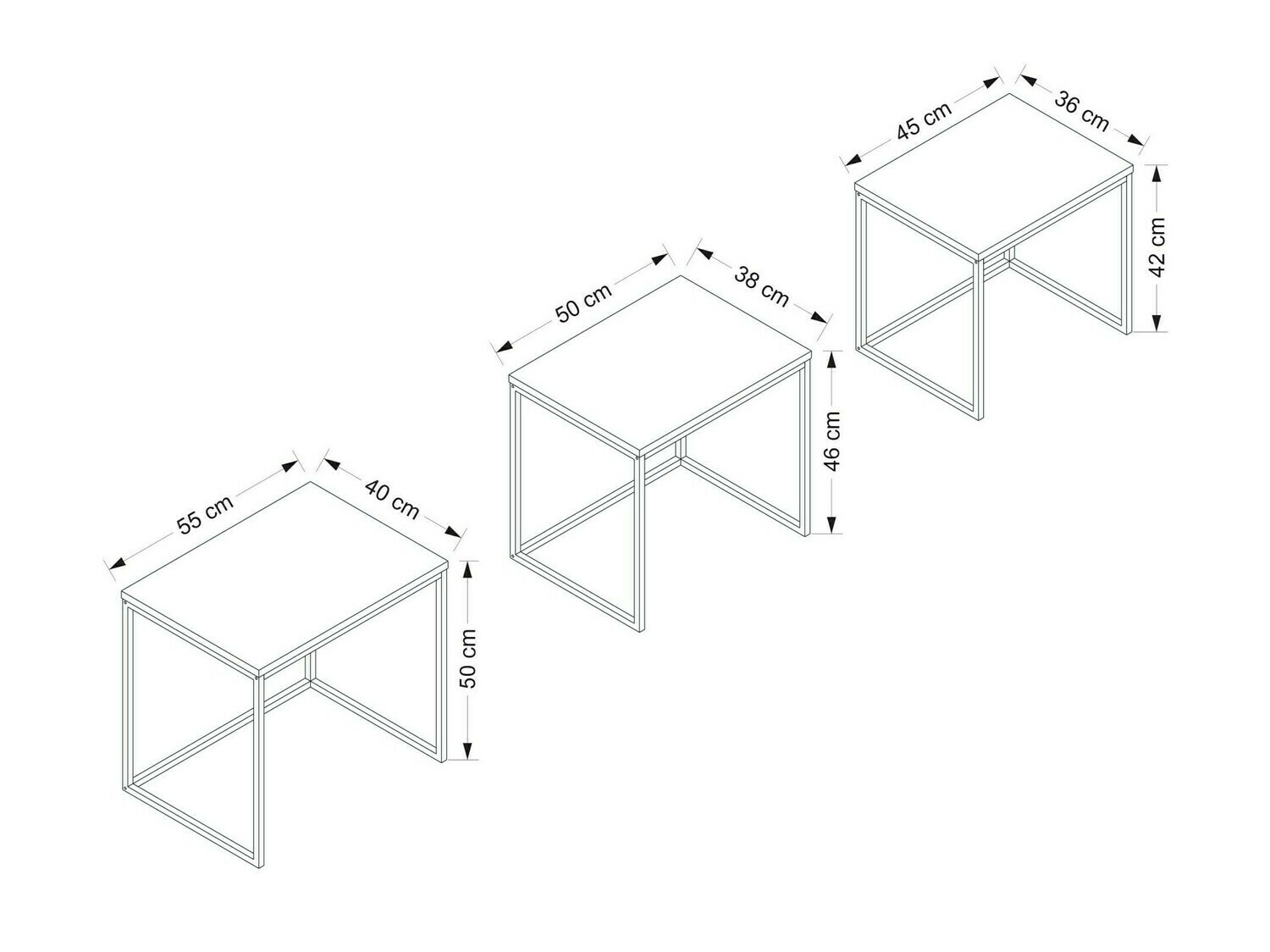 Komplet klubskih mizic Kailua 112 (Oreh + Črna)