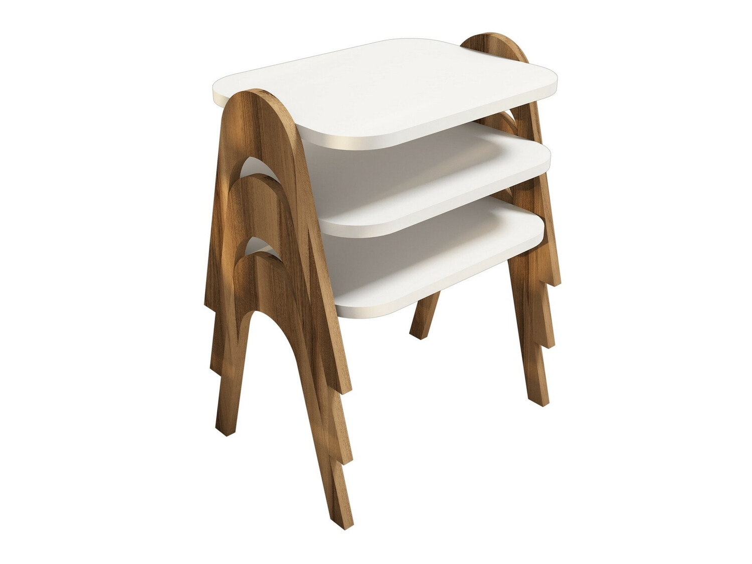 Komplet stranskih mizic Kailua 1621 (Oreh + Bela)