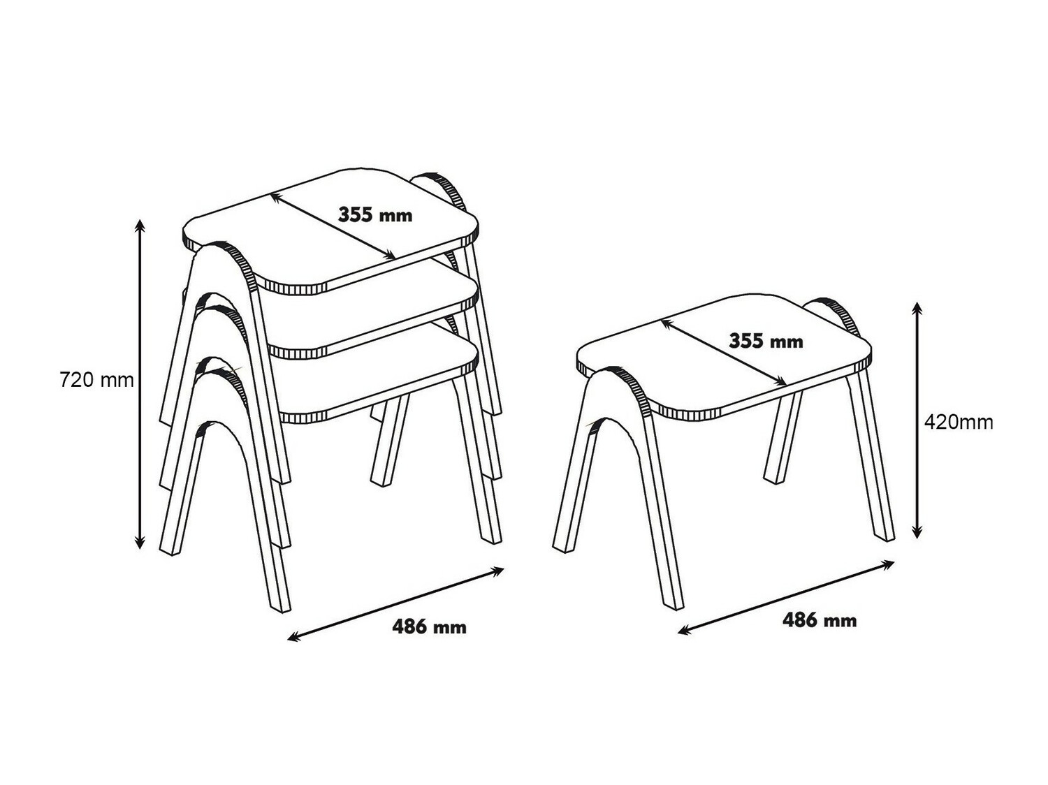 Komplet stranskih mizic Kailua 1621 (Oreh + Bela)
