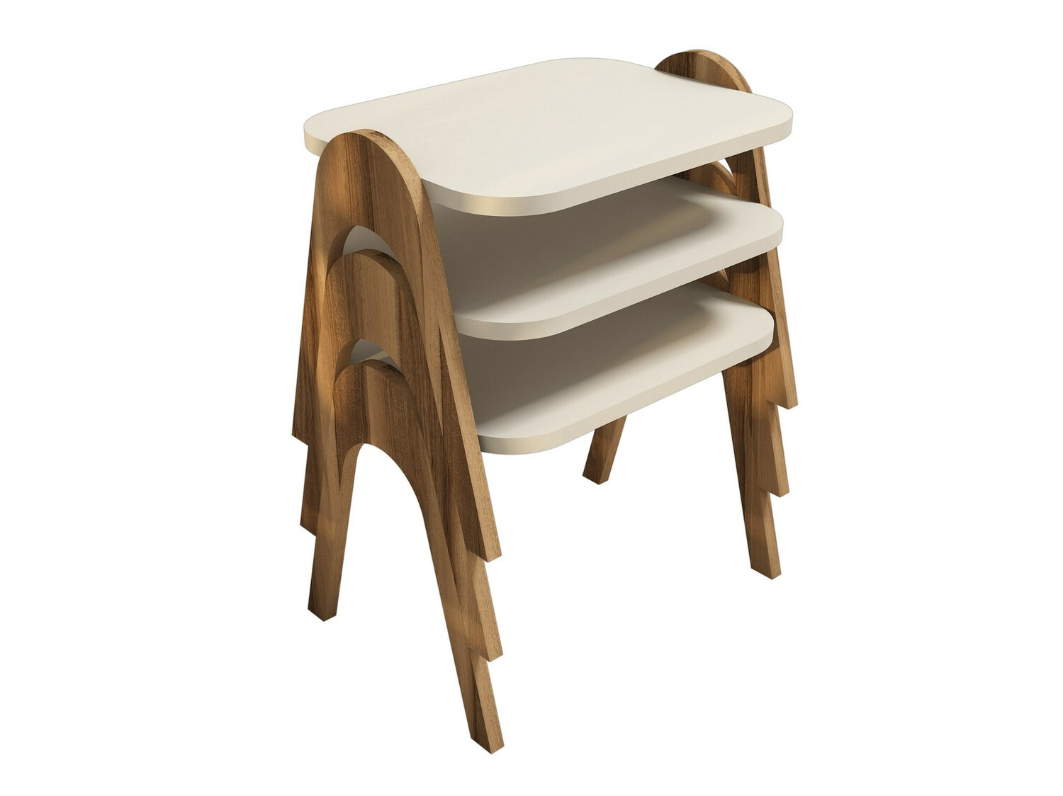 Komplet stranskih mizic Kailua 1621 (Oreh + Krema)