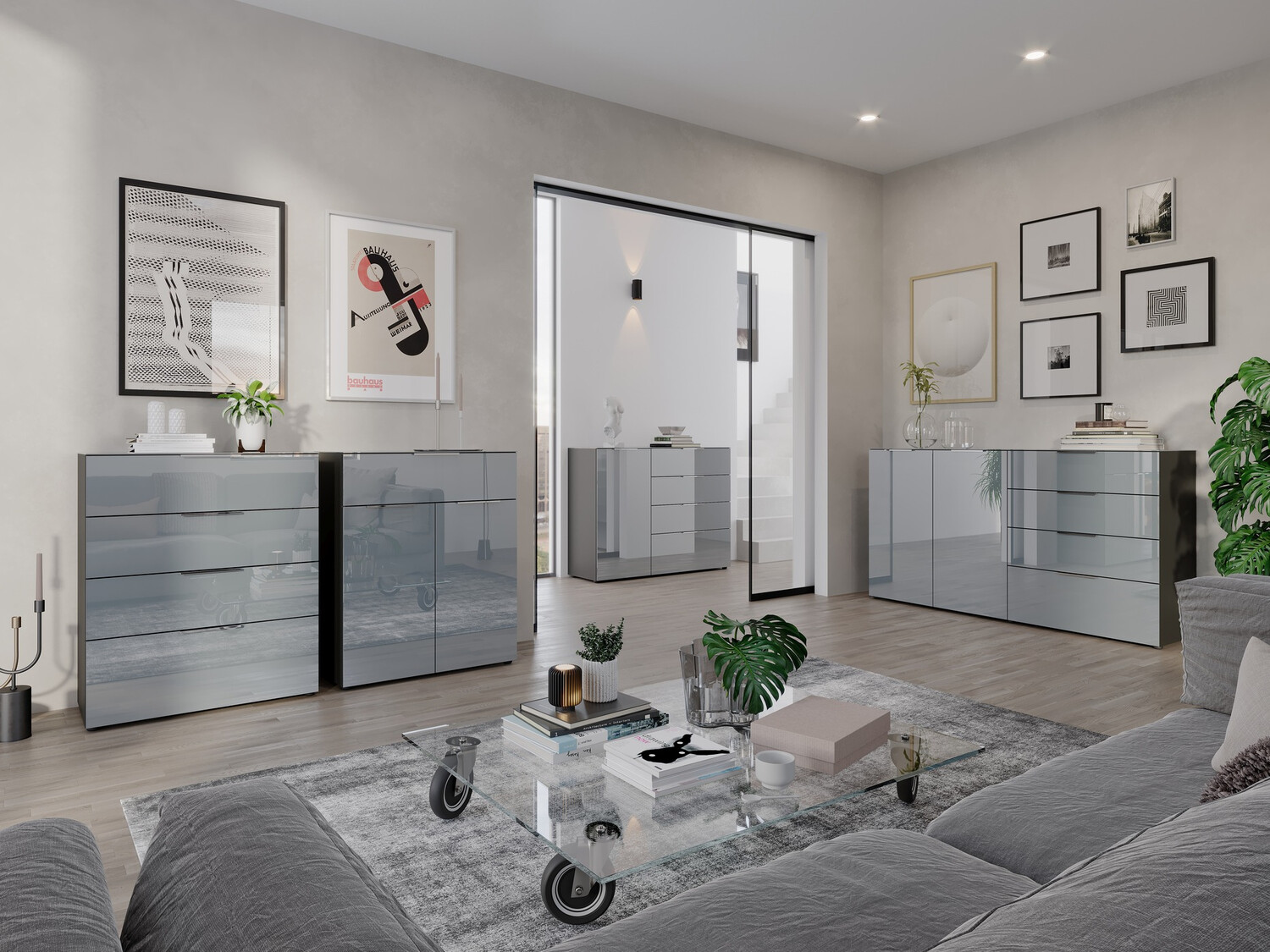 Komoda Sacramento 302 (Grafit + Sijaj siva)