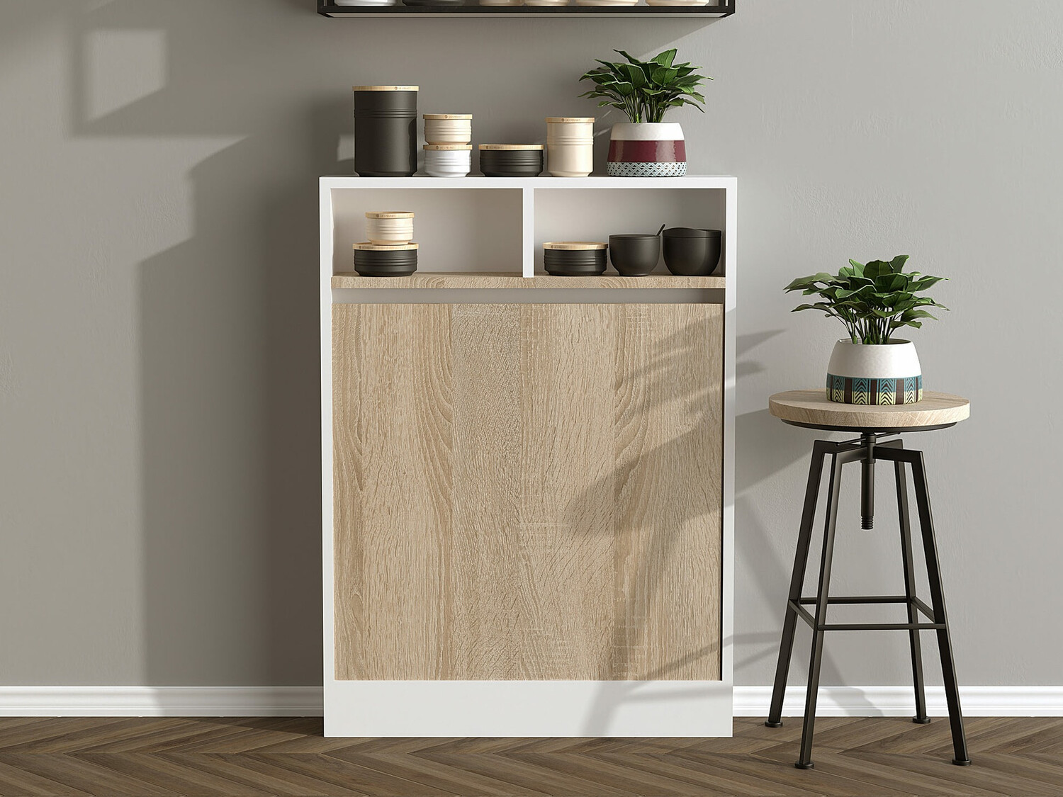 Zložljiva miza Kailua 187 (Bela + Svetlo rjava)