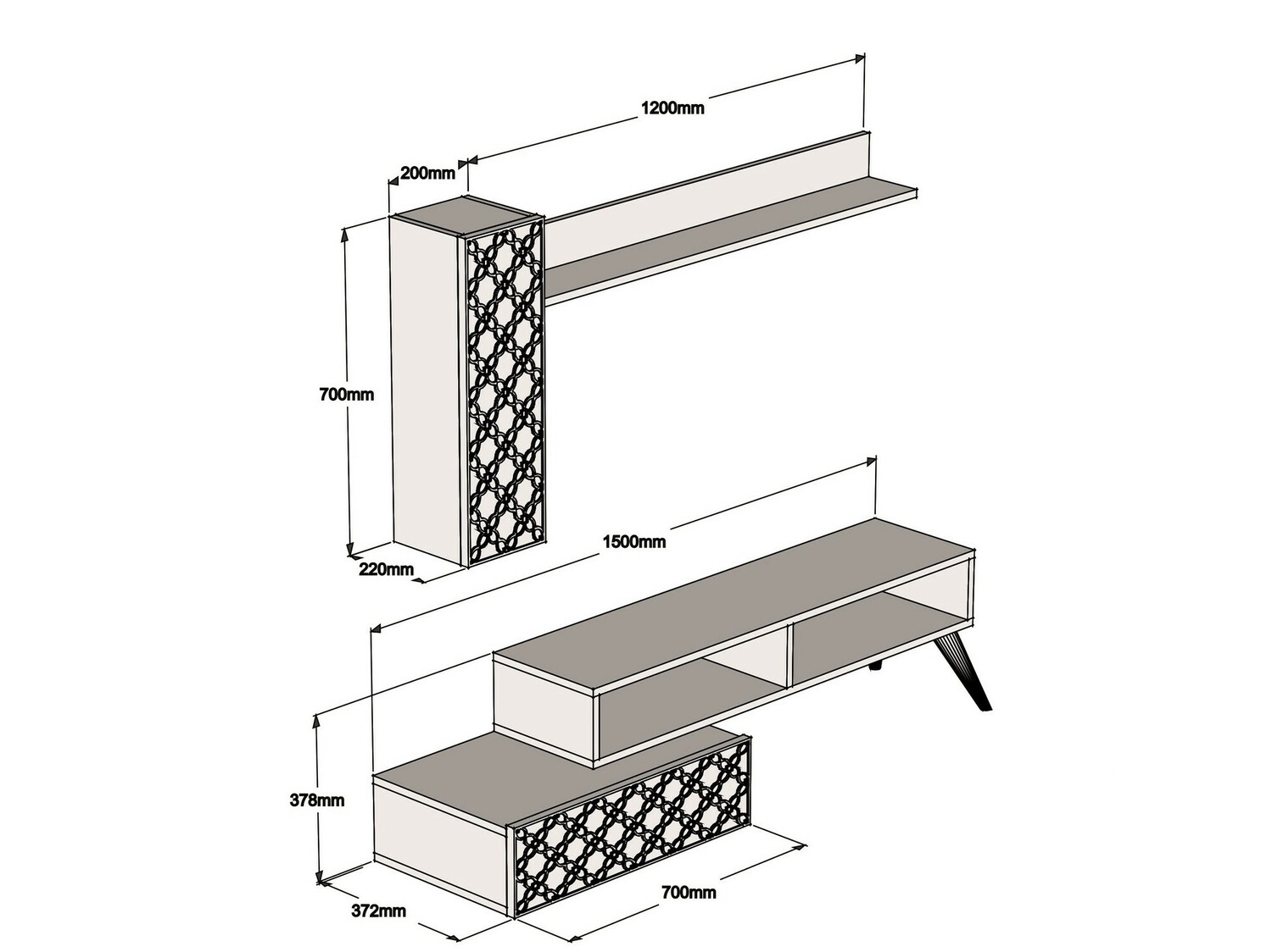 Komplet za dnevno sobo Kailua 1561 (Oreh + Bela)