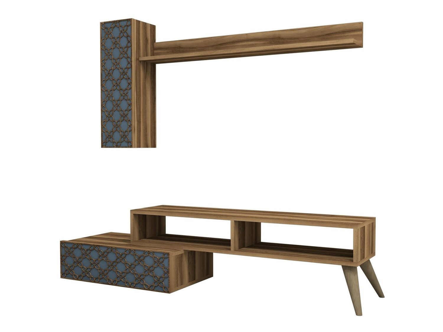 Komplet za dnevno sobo Kailua 1561 (Oreh + Modra)