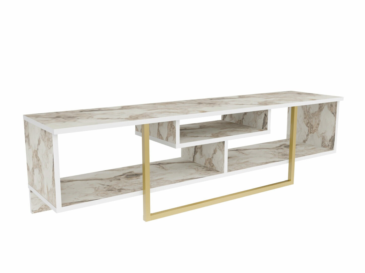 TV-omarica Kailua 245 (Beli marmor + Zlata)