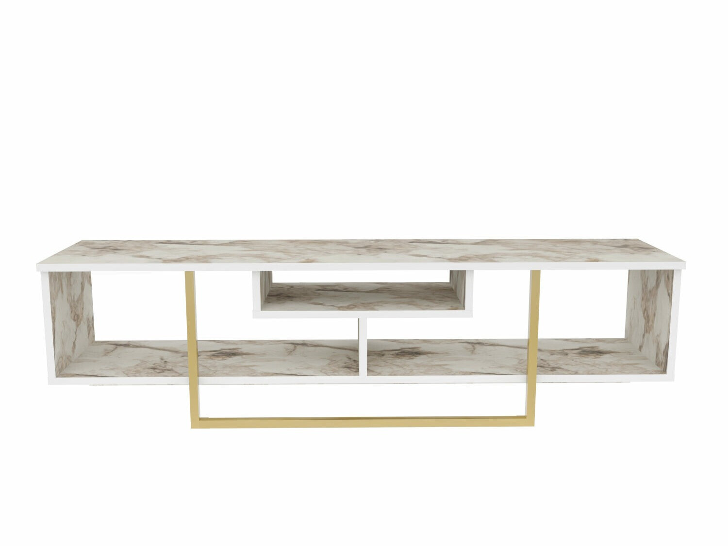 TV-omarica Kailua 245 (Beli marmor + Zlata)