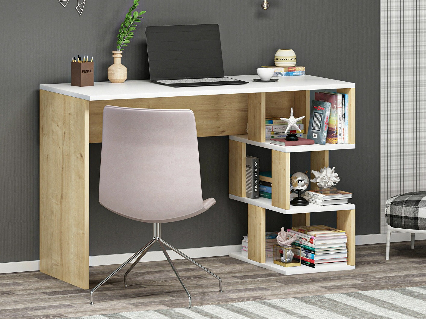 Pisalna miza Kailua 287 (Bela + Hrast)