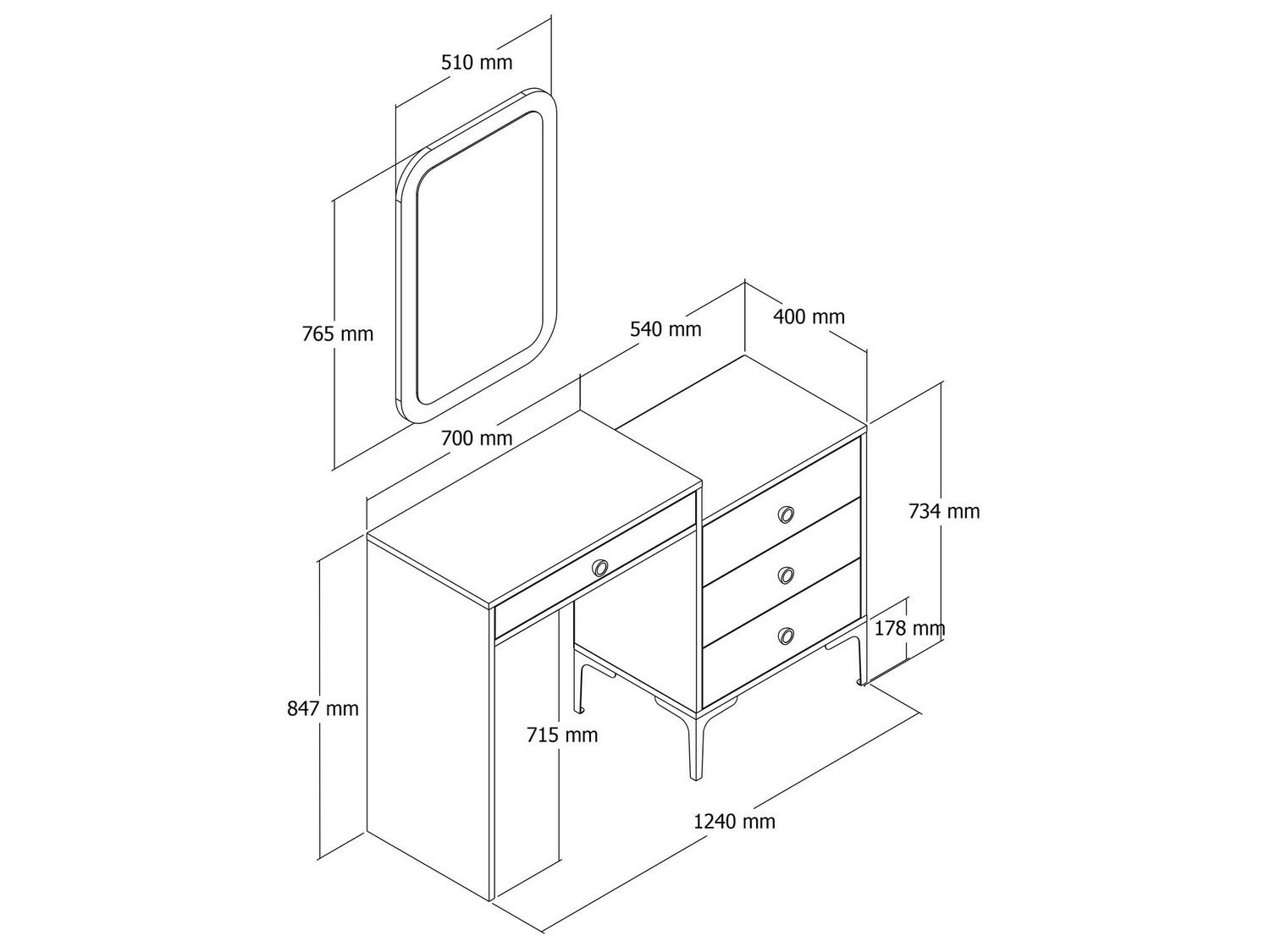 Toaletna mizica Kailua 305