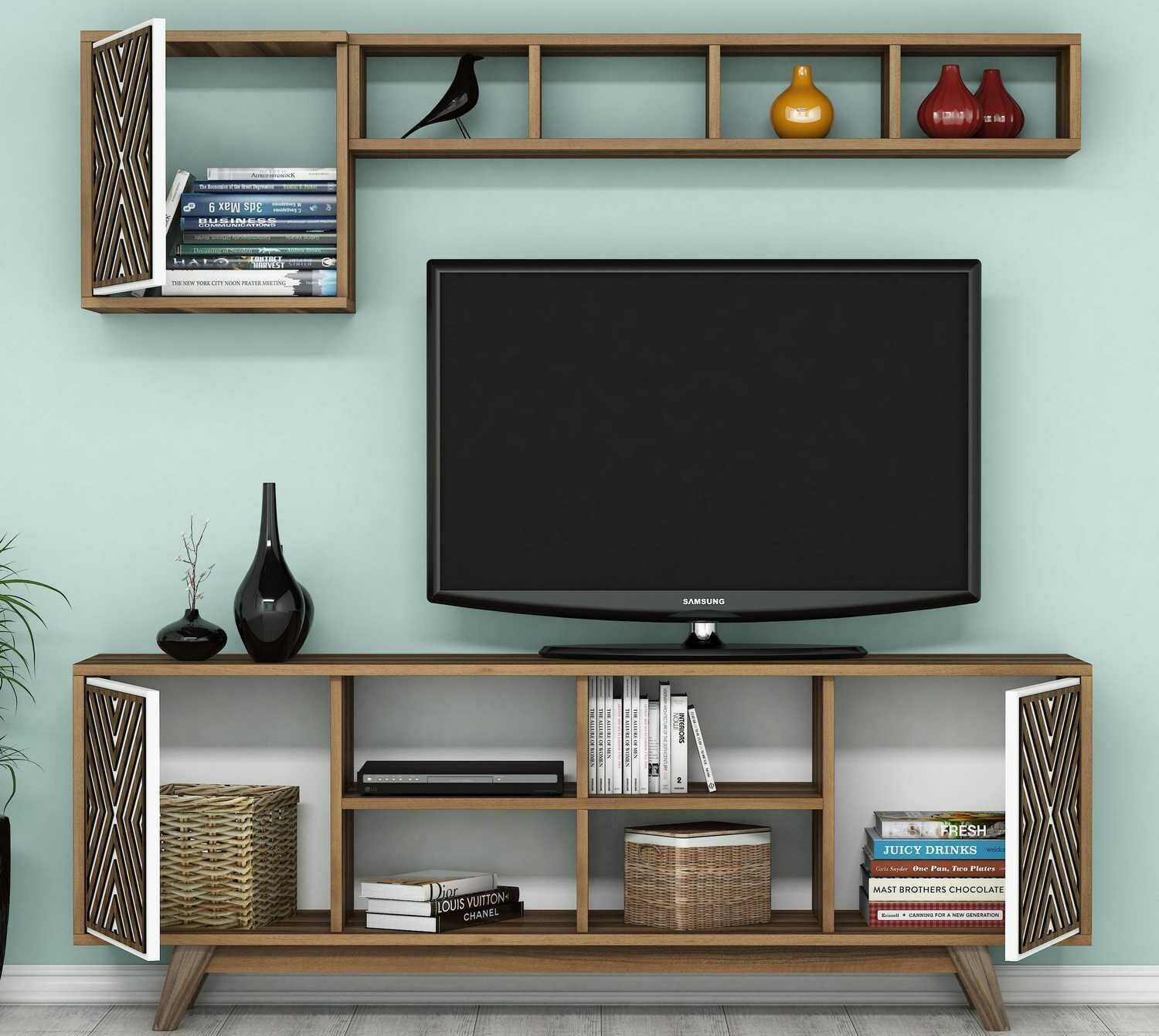 Komplet za dnevno sobo Kailua 1571 (Oreh + Bela)