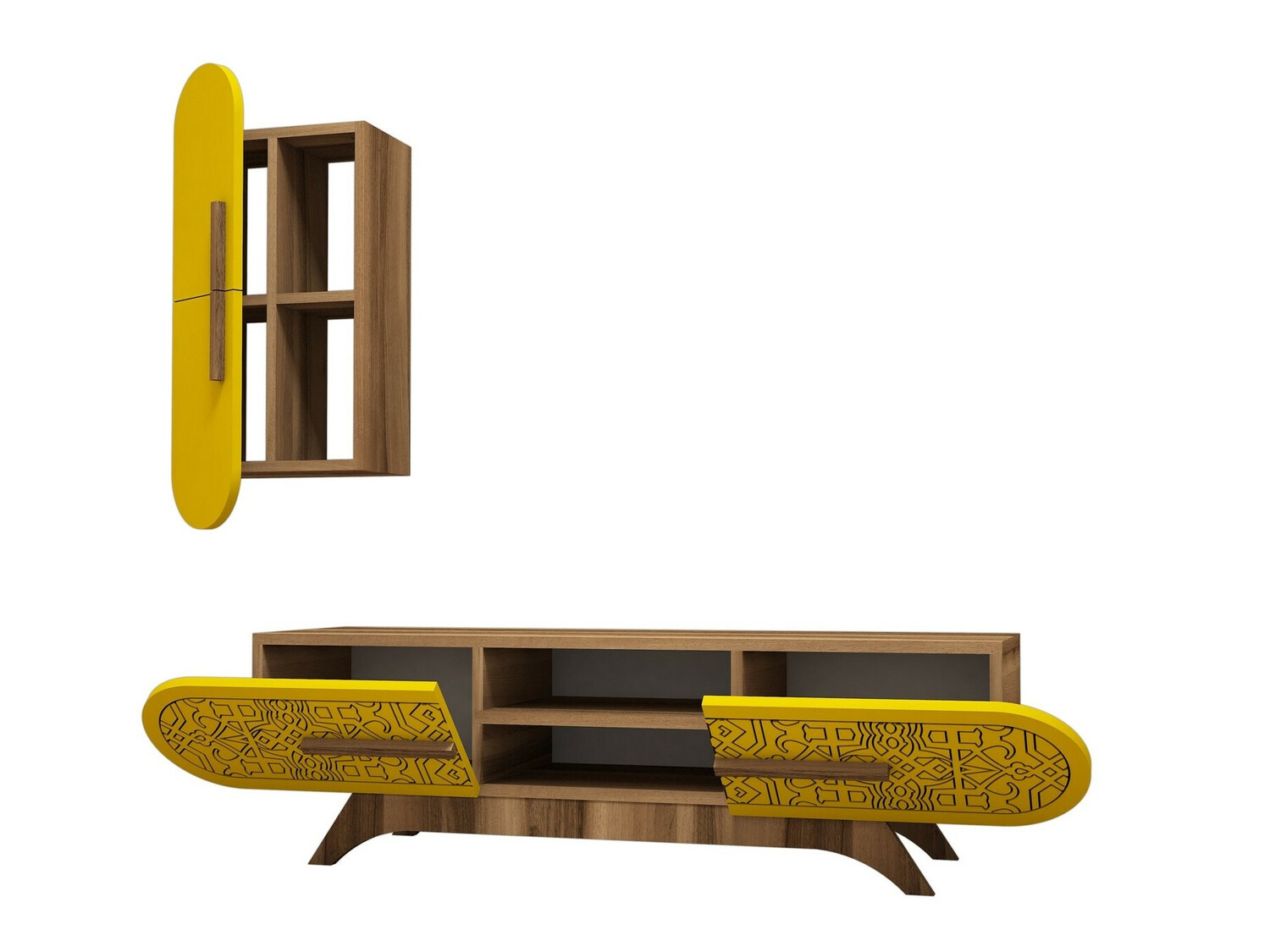 Komplet za dnevno sobo Kailua 1574 (Oreh + Rumena)