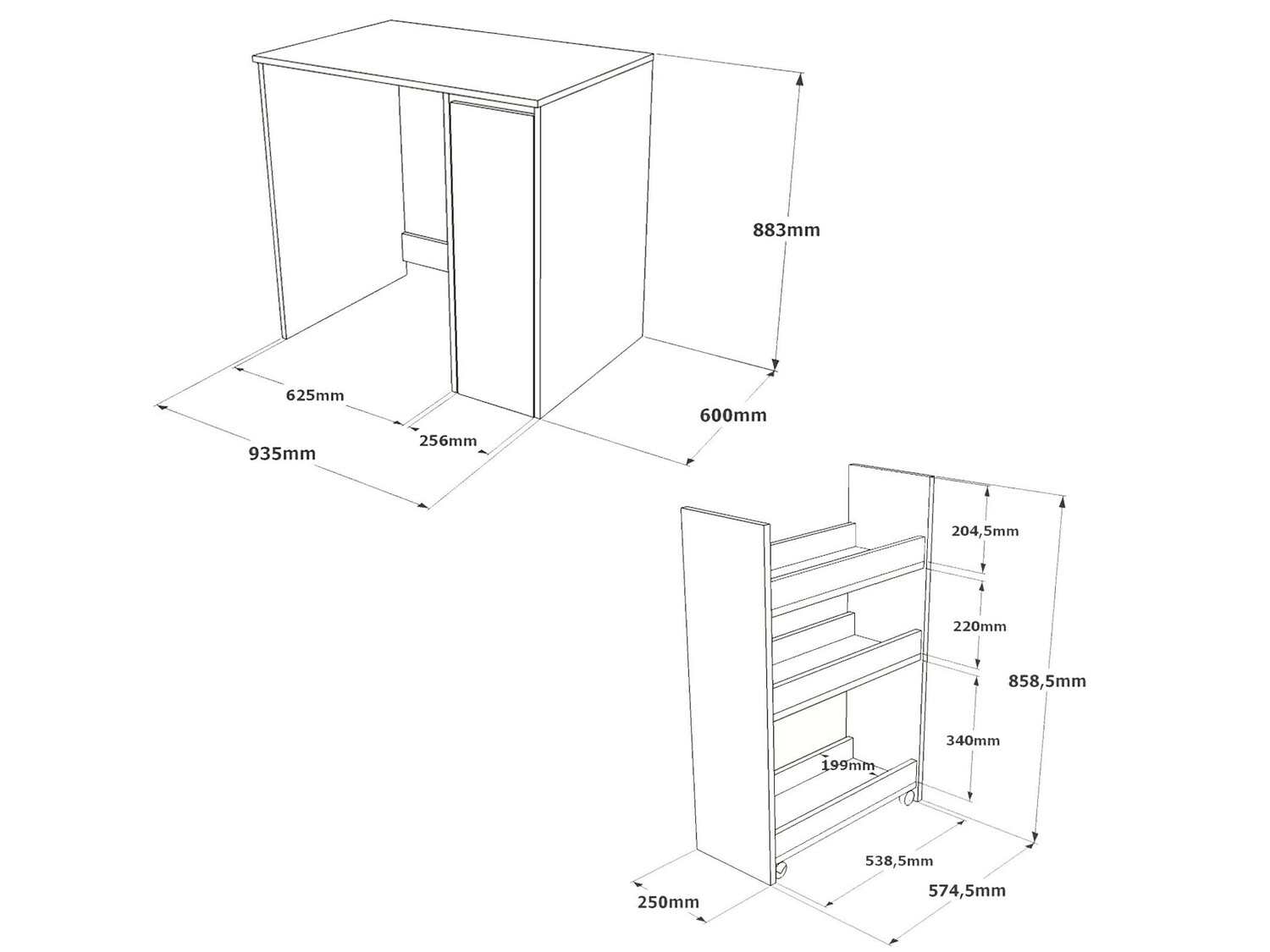 Kopalniški poličnik Kailua 339 (Bela + Hrast)
