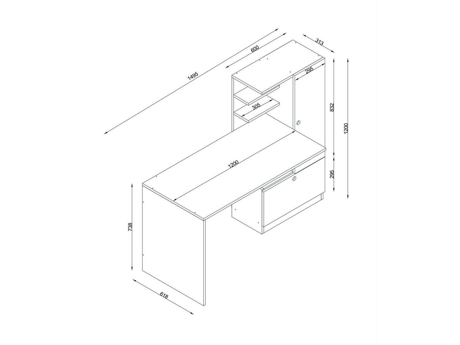 Pisalna miza Kailua 405 (Bela)