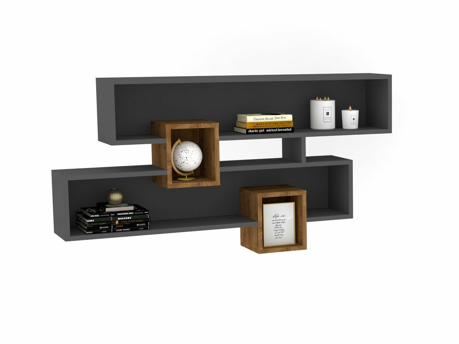 Stenska polica Kailua 403 (Antracit + Oreh)