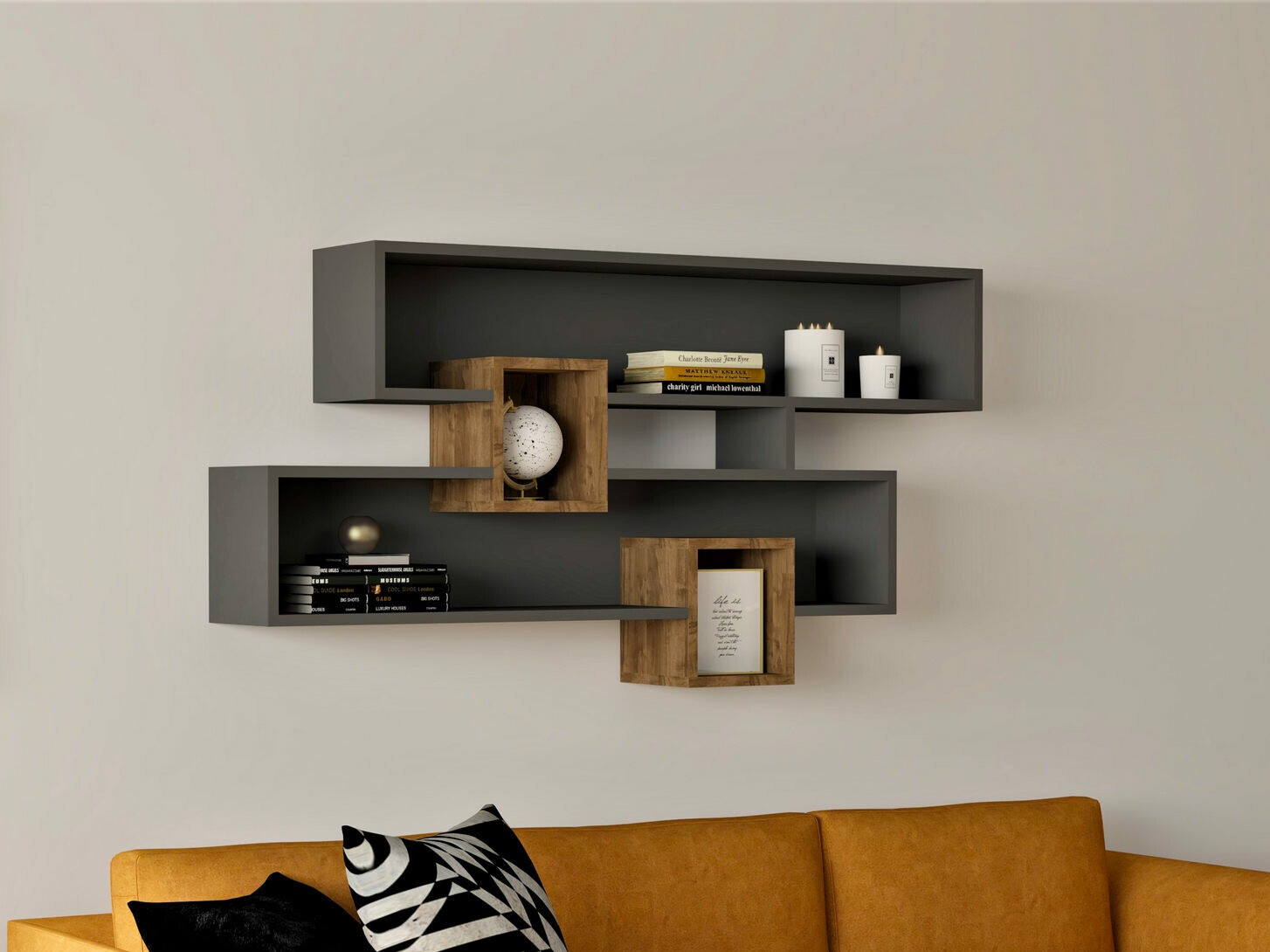 Stenska polica Kailua 403 (Antracit + Oreh)
