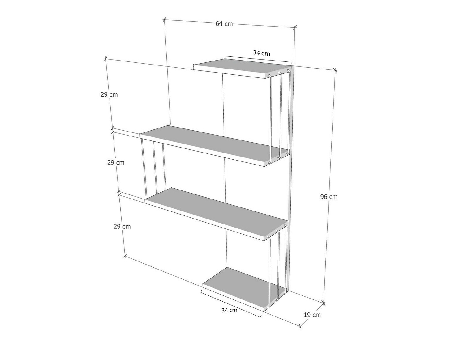 Stenska polica Kailua 406 (Rjava + Bela)